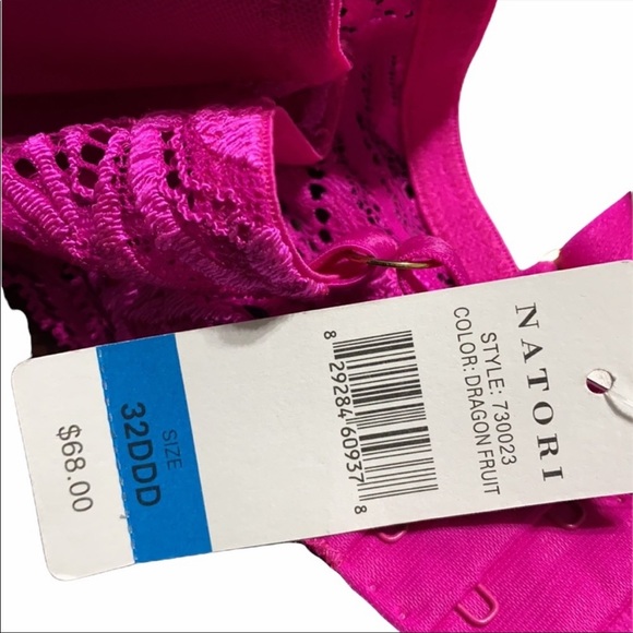 Natori Lace Trim Pink Bra Size 32DDD NWT - Picture 4 of 6
